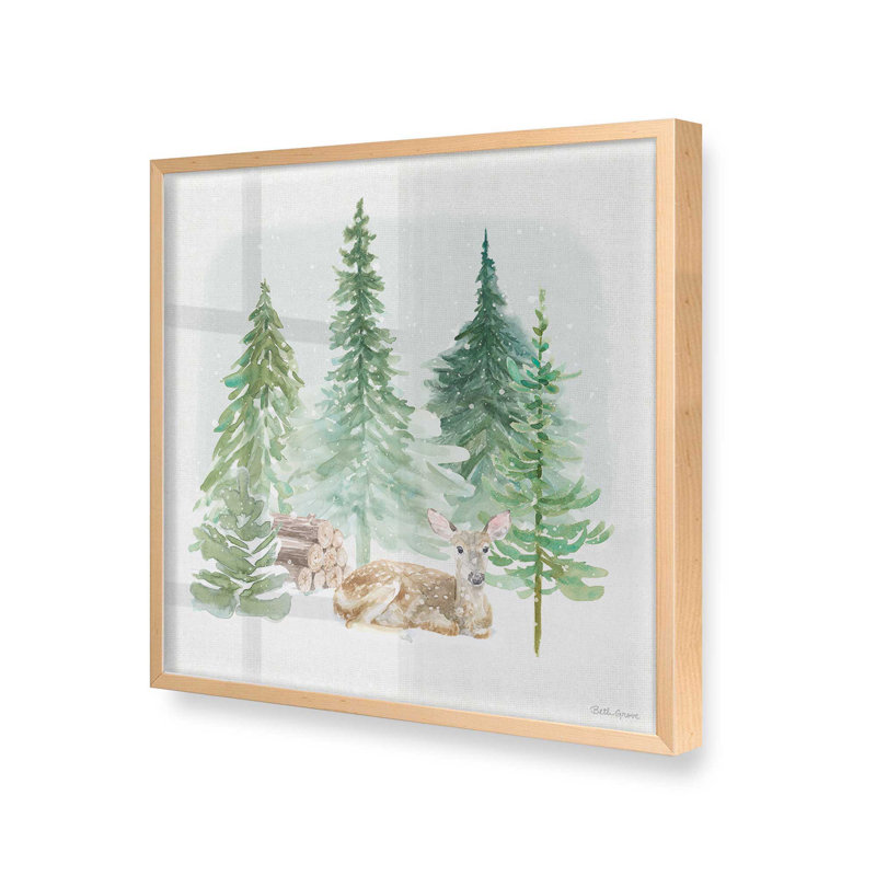 Impression Woodland Charm III, H 13,5 po x l 13,5 po, Cadre en érable brut, bois massif