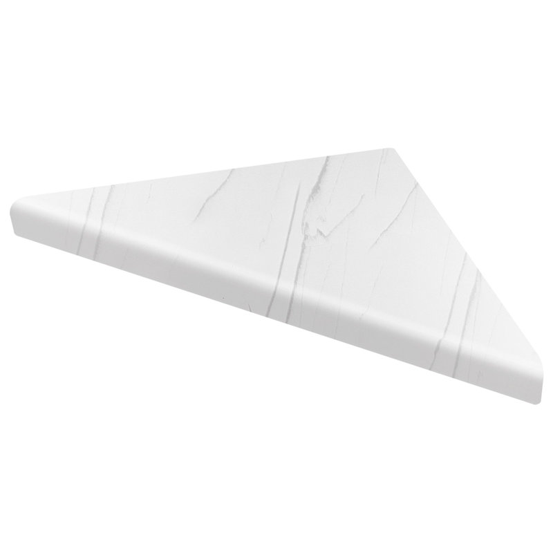 Étagère d'angle/repose-pieds en surface solide 22,9 cm x 22,9 cm x 2,5 cm avec chevilles en acier inoxydable, blanc Palladio, BC0E6FCEB2F34FF2A5D09B9F94FA079B
