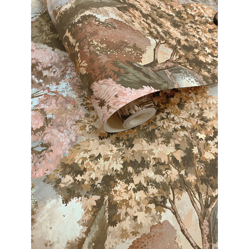 Papier peint texturé non tissé Mulberry Pi., Vert/brun
