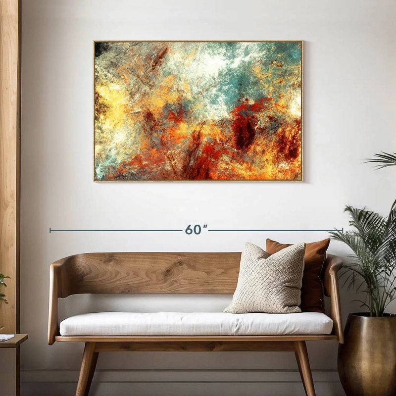 Frozen Fire Madiun, Cadre flottant en bois naturel, 43 po x 29 po