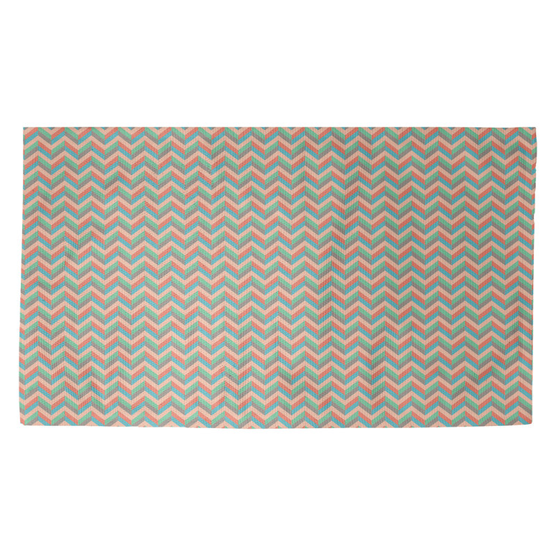 Tapis de porte à chevrons Avicia, Rectangle 5 pi 2 1/2 po x 7 pi 2 po, Vert / orange / bleu