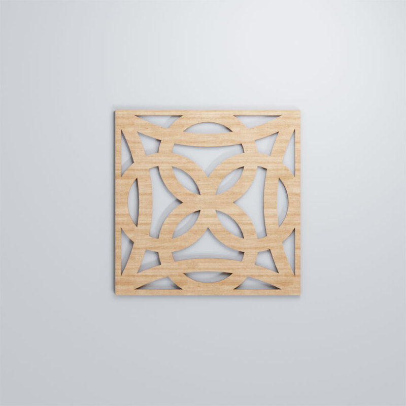 Baytown Decorative Fretwork Wood Wall Panels, Alder, 15 3/8"H x 15 3/8"W x 1/4"D