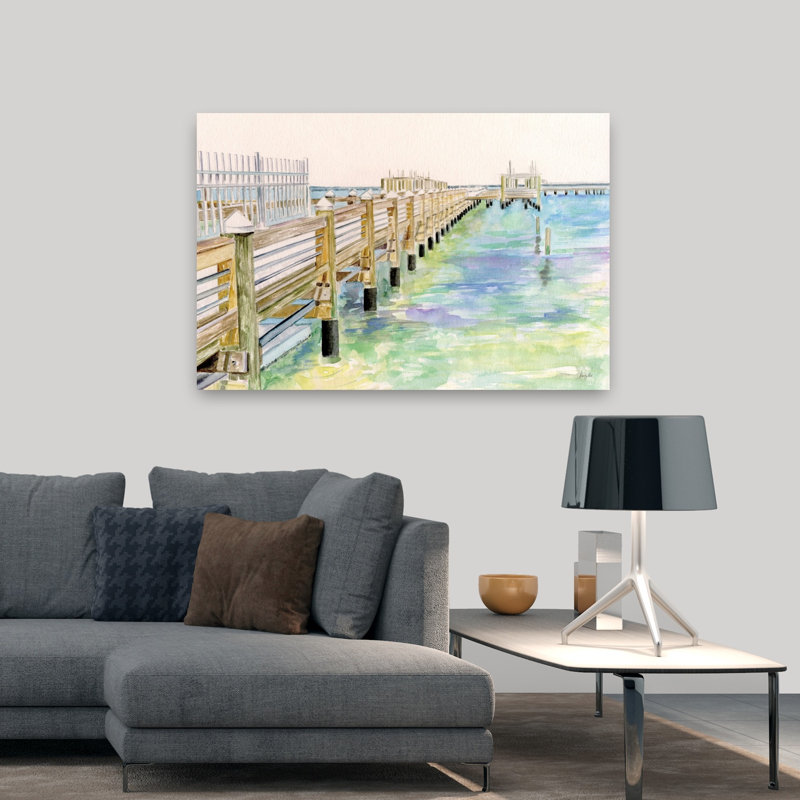 Jolie jetée, paysage côtier abstrait, H 48 po x l 32 po
