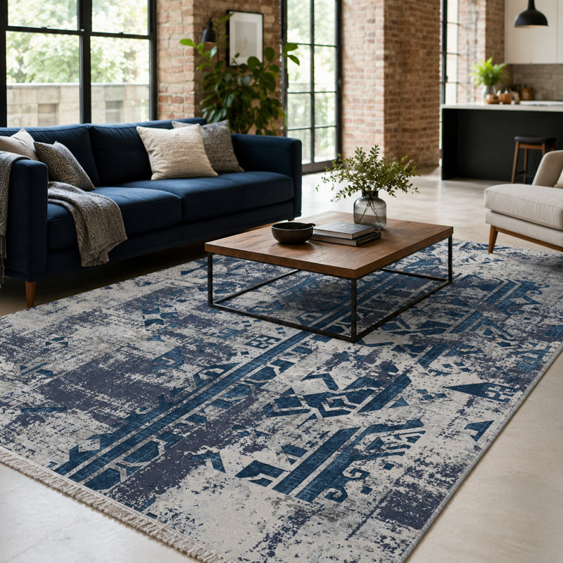 Geometric Cotton and Chenille Flatweave Area Rug, 60 x 100 cm