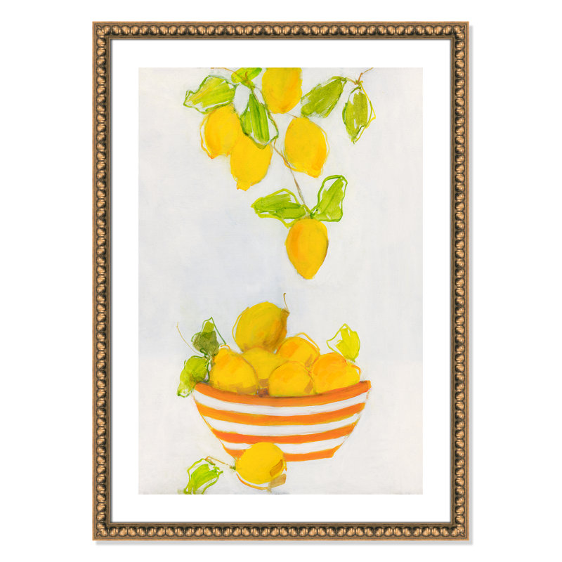 Lemonlicious by Sally Swatland, Gold Bead Framed Paper, 35.5" H x 25.5" W x 1.13" D