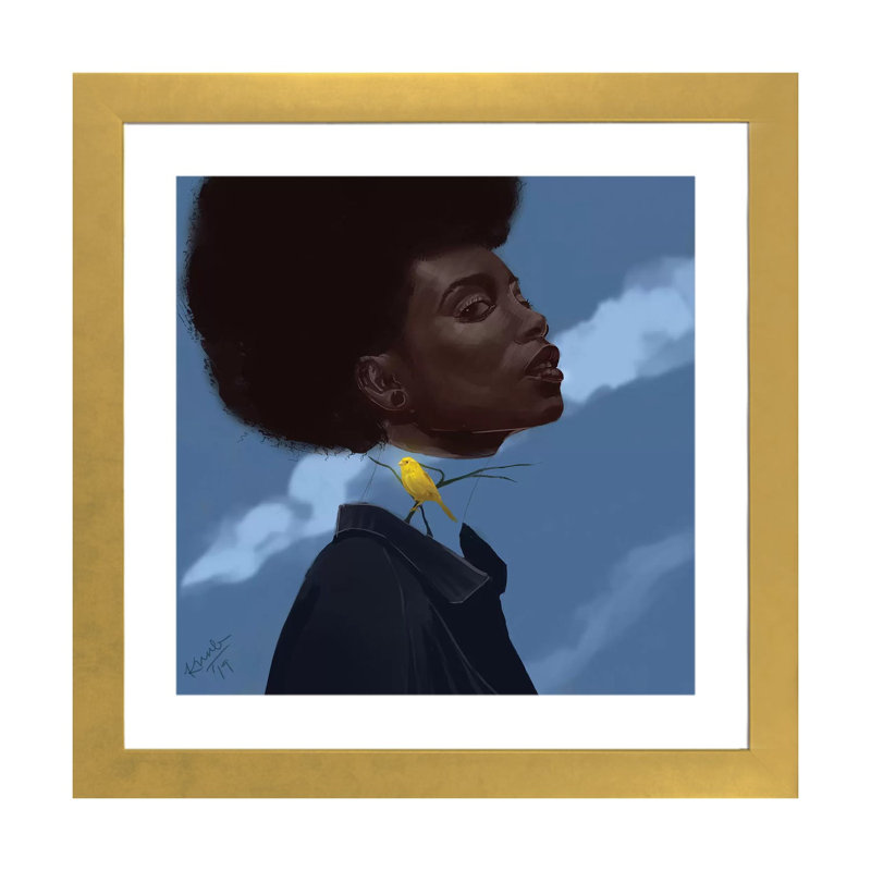 « Canary » par Adekunle Adeleke-reproduction d’art, H 24 po x l 24 po x p 1 po, Papier encadré doré, Blanc