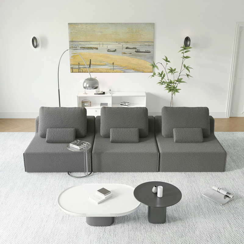 Oversized Single Sectional Sofa,Luxury Boucle Floor Couch Set,Convertible Compressed Couch,Spacious Foam-Filled Sofa For Living Room, Free Combination