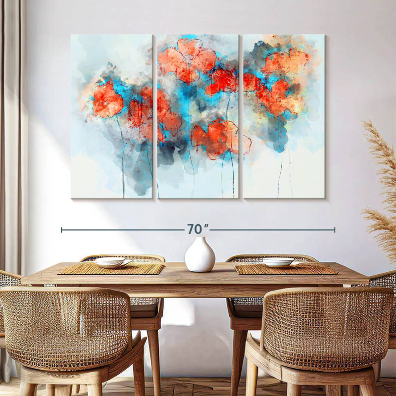 Coquelicots à motif floral abstrait Avery, H 42 po x l 65 po