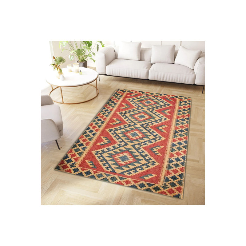 Tapis décoratif orange lavable à la machine, Sous-tapis rectangulaire 2 pi 6 po x 4 pi 11 po