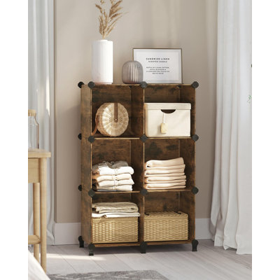 Sturdy Rustic Cube Storage Organizer, Customizable 6-Shelf Unit For Office And Garage, Black Finish