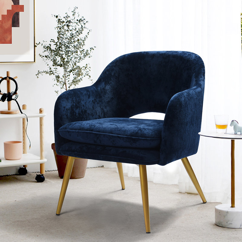 Fauteuil de 23,2 po Schuyler, Velours bleu foncé