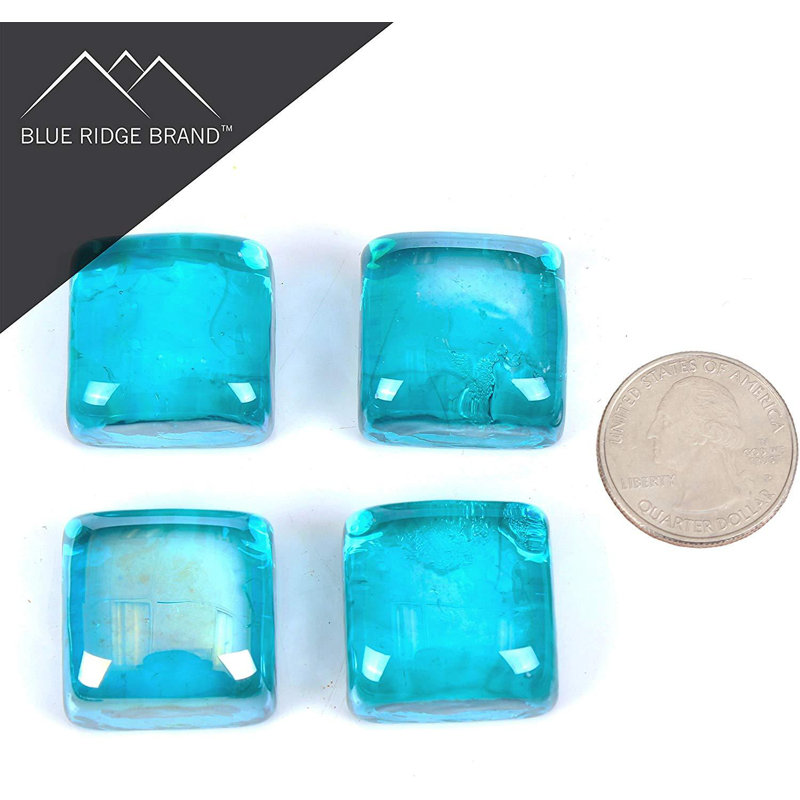 Aqua Blue Reflective Glass Cubes for Fire Pits, 10 Pound