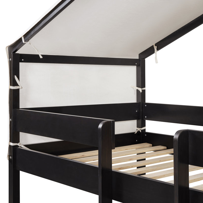 Twin Over Twin Wood Bunk Bed With Tent, Espresso