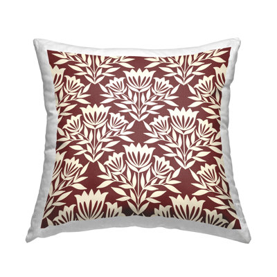 Conception de coussin décoratif traditionnel avec motif floral crème marron par Taylor Shannon Designs