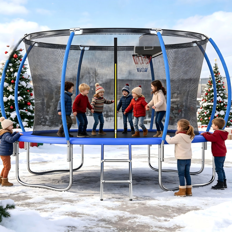 Trampoline rond pour cour arrière avec enceinte sécuritaire, grand trampoline d'extérieur pour enfants et adultes - Usage intensif