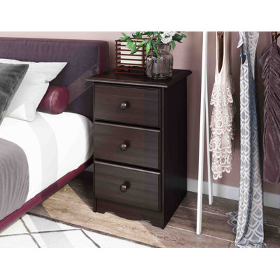 Gallashaw 100% Solid Wood 3-Drawer Nightstand
