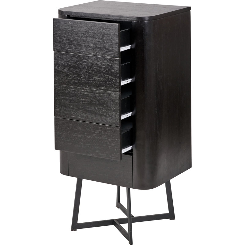Angeliah 50cm W 5 - Drawer Chest of Drawers, Black Ash
