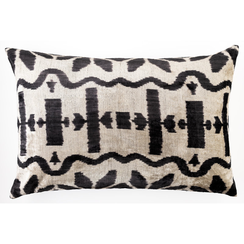 Silk Lumbar Rectangular Pillow Cover & Insert, Black/White/Geometric