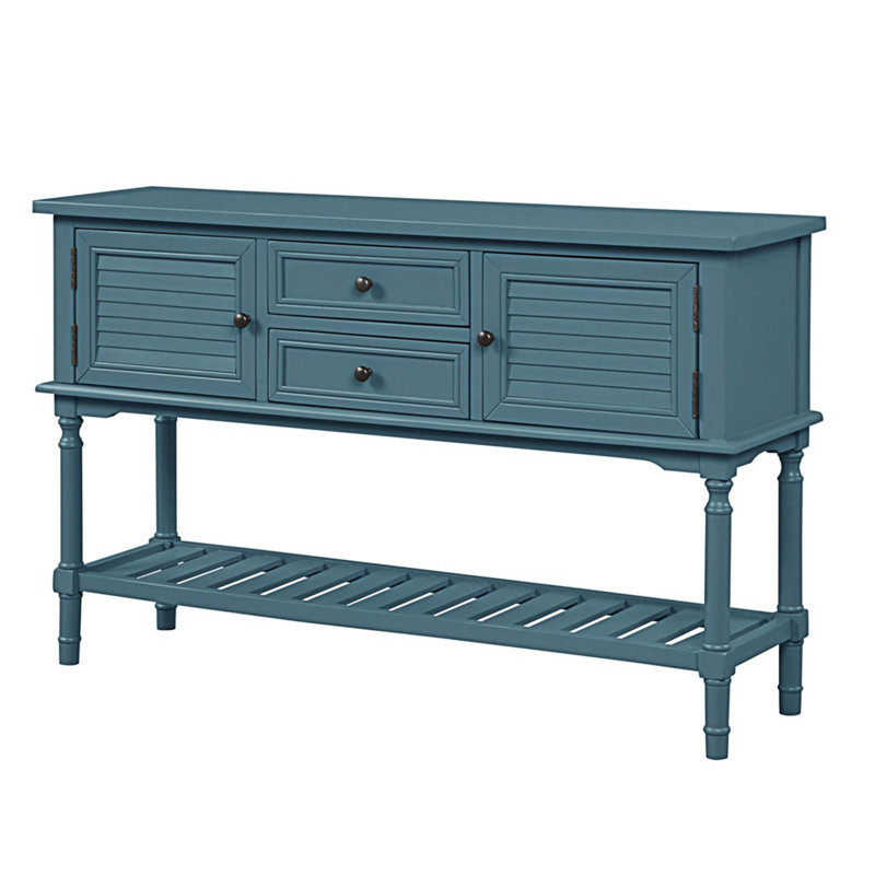 Console moderne avec 2 tiroirs, 2 armoires et 1 tablette, Marine, 29.74"H x 47.26"W x 12.87"D