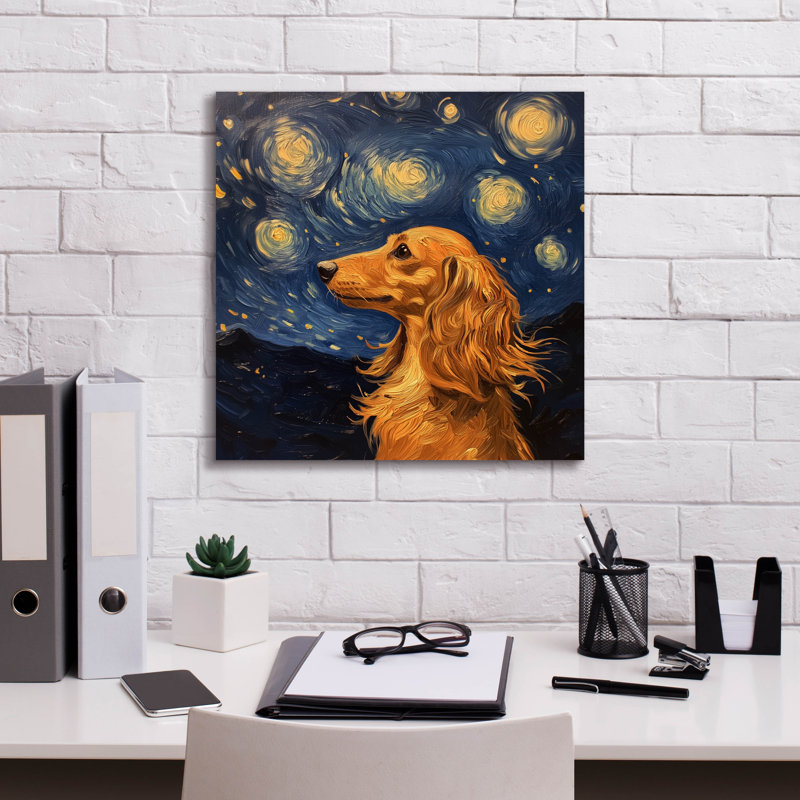 «Van Gosh Dachshund» par Svetlana Aleynikova, art mural sur toile, H 18 po x l 18 po