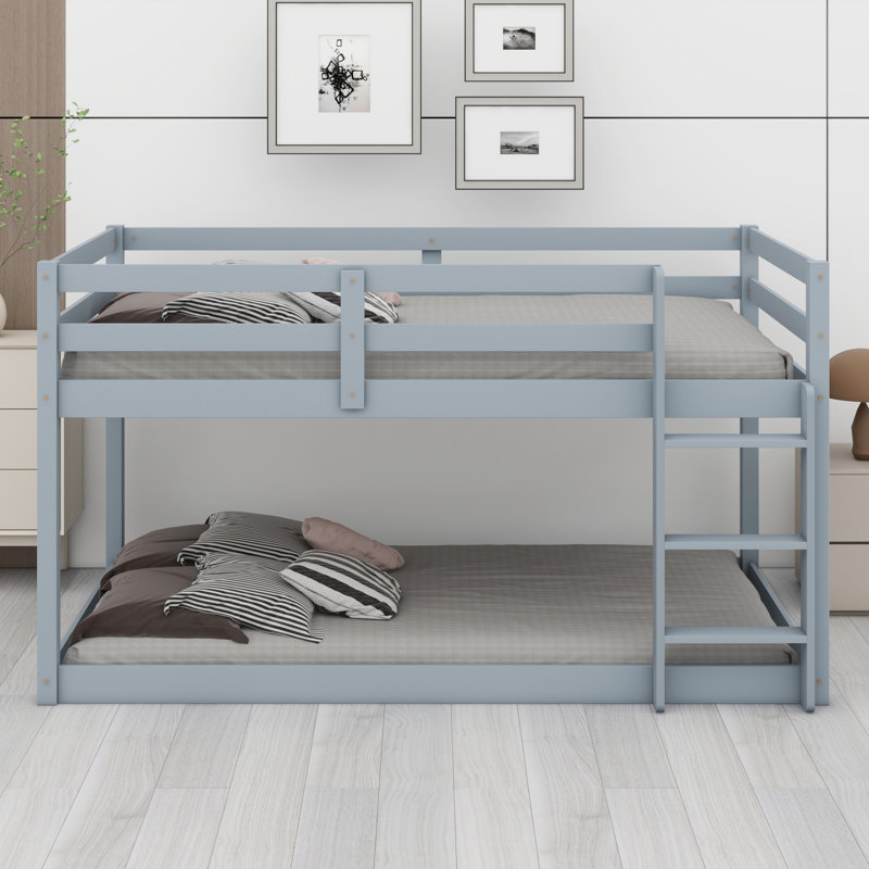 Lit superposé en bois avec échelle, Gris