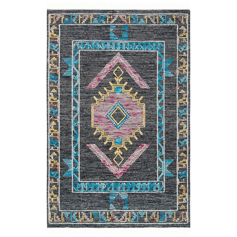Kilim Flat Weave Wool Southwestern Rug, Rectangle 4' x 6'