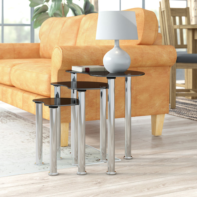 Vida Cara Glass Top Nesting Tables, Clear