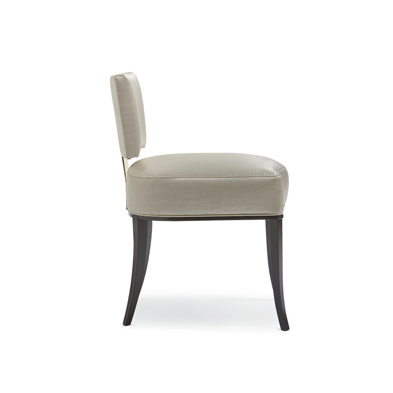 Reserved Seating Upholstered Dining Chair, Light Yellow, Bronze/Gold