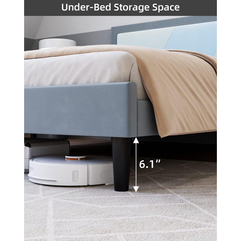 Lit à panneau Patmar, Double, Bleu clair