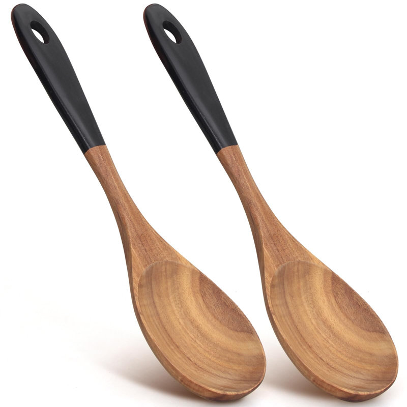2 Pcs Large Wooden Spoons for Cooking Serving Spoon,12" Big Mixing Spoons