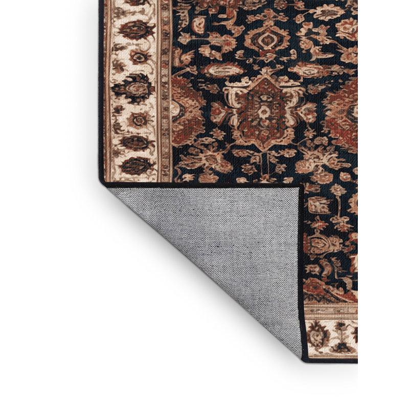 Machine Washable Persian Brown Area Rug, Round 4'