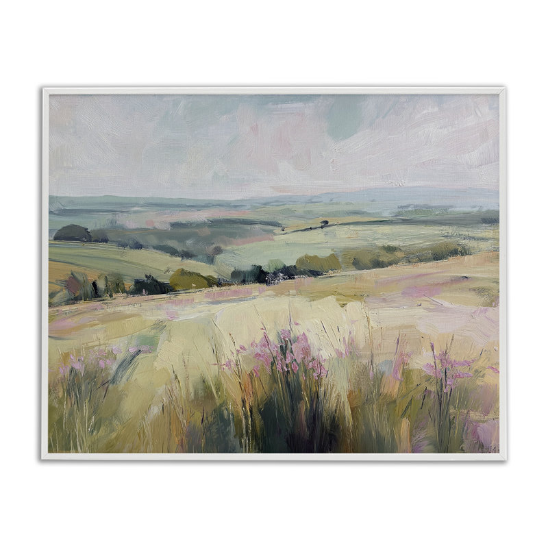 Point de vue de la prairie d'été, estampe numérique, conception de Svetlana Aleynikova, Giclée encadrée blanc bord de mer