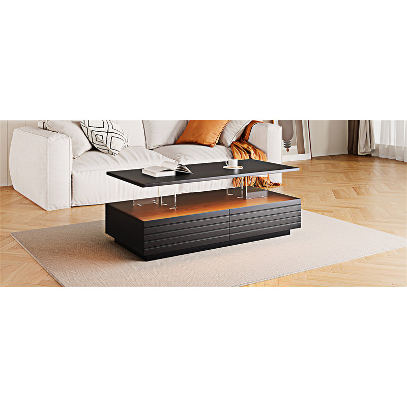 Table basse rectangulaire avec tiroirs, Noir
