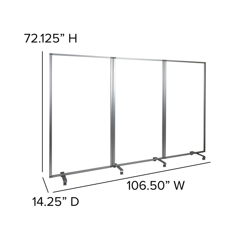 Clear Acrylic Mobile Room Divider with Lockable Casters