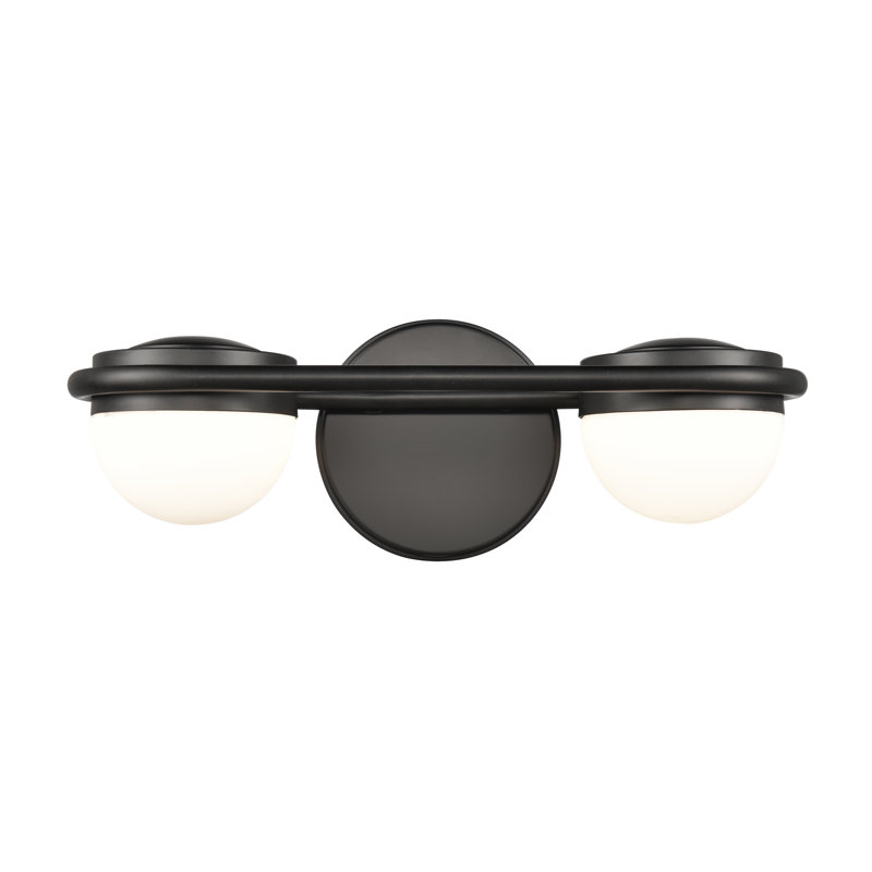 Éclairage pour salle de bain 2 lumières Cinderford - 14 po - Noir mat, Deux lumières, H 5 po x l 14 po x P 6 po, 10 W