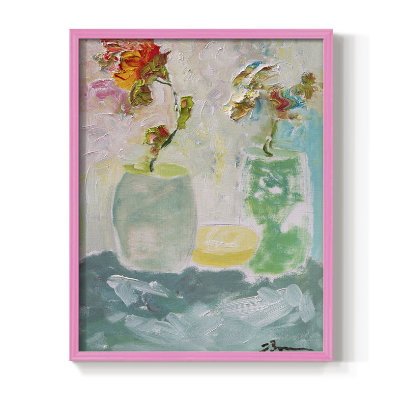 «Tahitian Sunrise», reproduction encadrée - bois massif, H 10 po x l 8 po, Rose