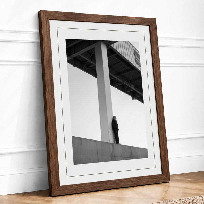Figure Under Bridge Industrial - Framed Print, Walnut, A1 - 84.1 x 59.4 cm