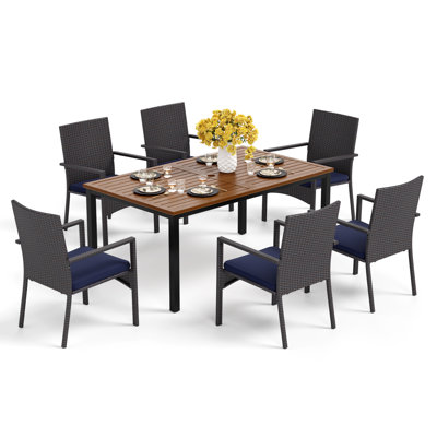 Swendy 6 - Person Patio Dining Set with Rectangular Table , Cushions Included