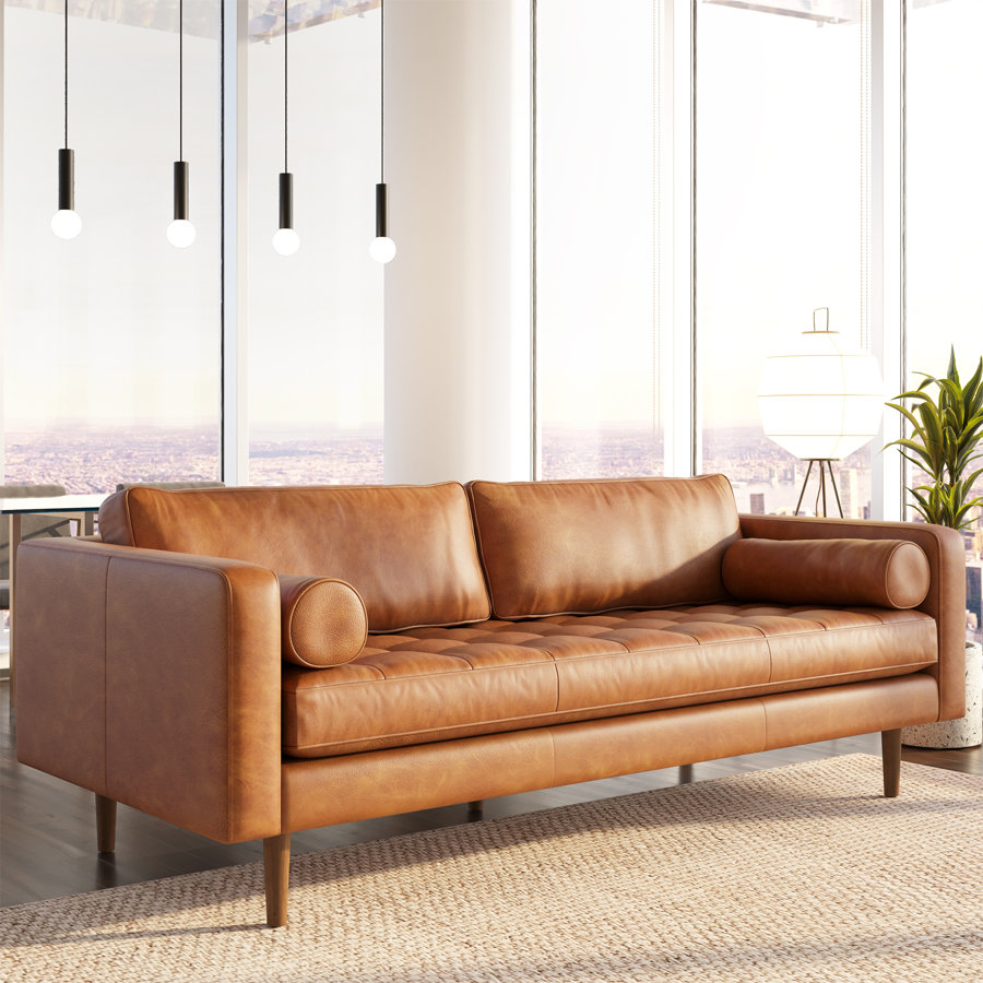 Napa 88.5'' Full-Grain Genuine Italian Leather Sofa