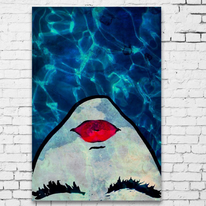 "graphique De L'eau Convoité Bleu" Art Sur Toile Enveloppée, H 45" x 30" W x 1,5" D