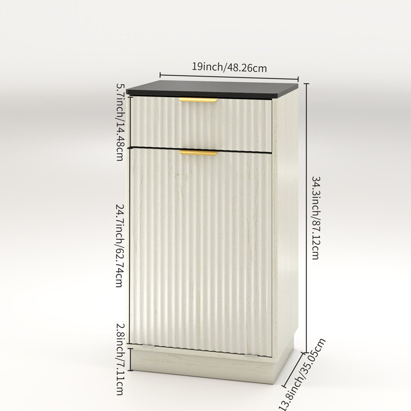 Armoire poubelle à panneau inclinable 10 gallons blanc antique avec rangement à poubelle escamotable pour la cuisine et la salle de bain