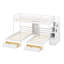 Triple lits superposés en bois avec escaliers et tiroirs de rangement, lit superposé simple au-dessus de simple, 3 lits superposés avec tablettes intégrées