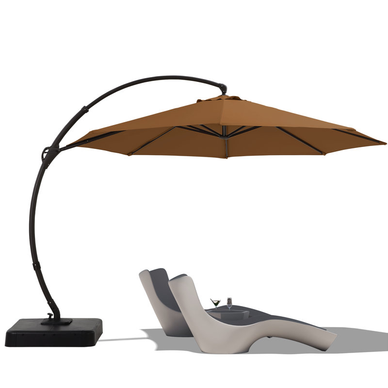 Parasol en porte-à-faux 11 pi avec base incluse, Brun