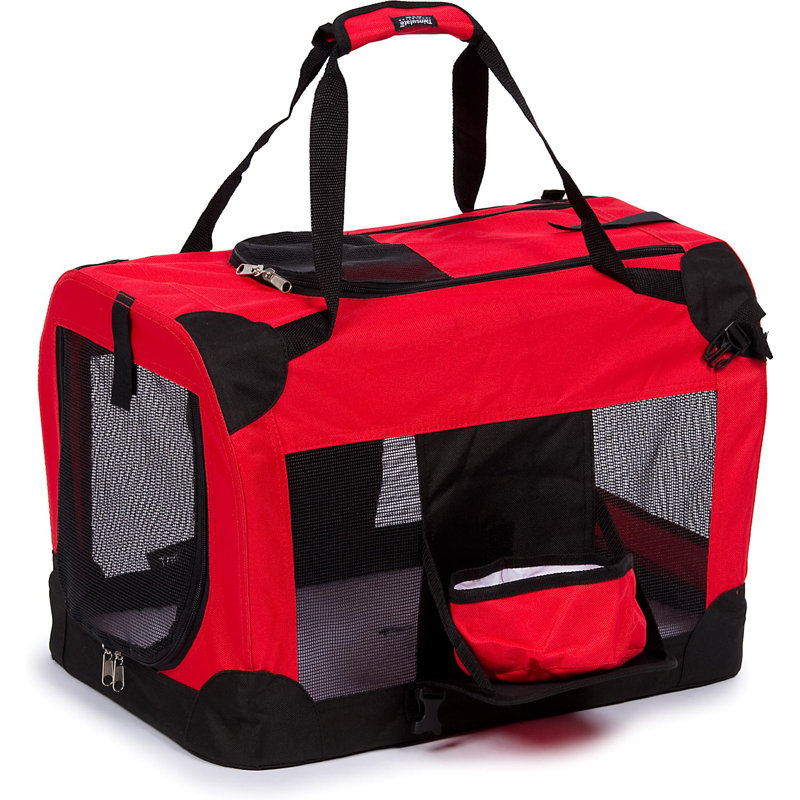 Extra Large Red and Black Soft-Sided Pet Crate