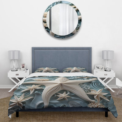 Ensemble de housse de couette blanc et bleu