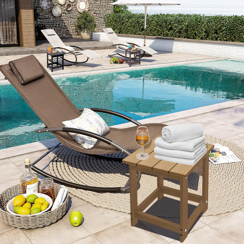 Denarrius Adirondack Outdoor Side Table ,HDPE Patio Table with Easy Maintenance and Weather resistance, Brown
