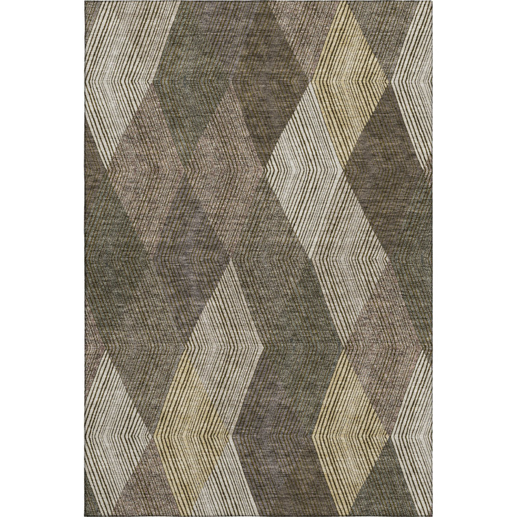 Premium Machine Washable Prisco Brown Rug