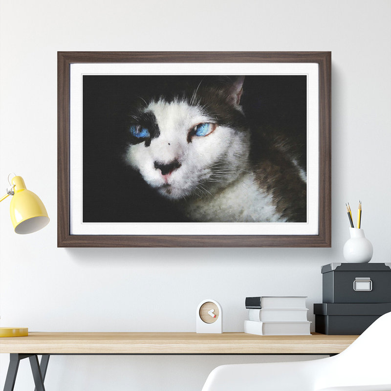 Portrait of a Cat Vol.10 - Picture Frame Painting, 27cm H x 36cm W x 2cm D, Walnut Framed