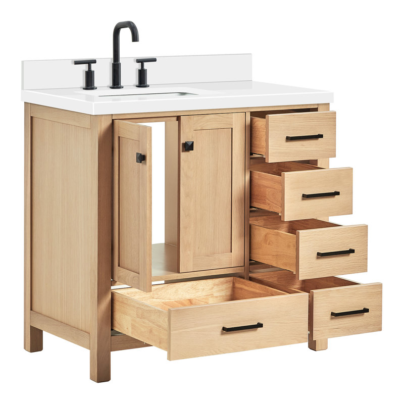 Ensemble de meuble-lavabo simple 37 po Cambridge, Chêne, Rectangular
