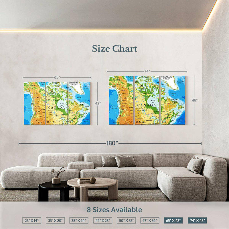 Map Of Canada, 42" H x 65" W